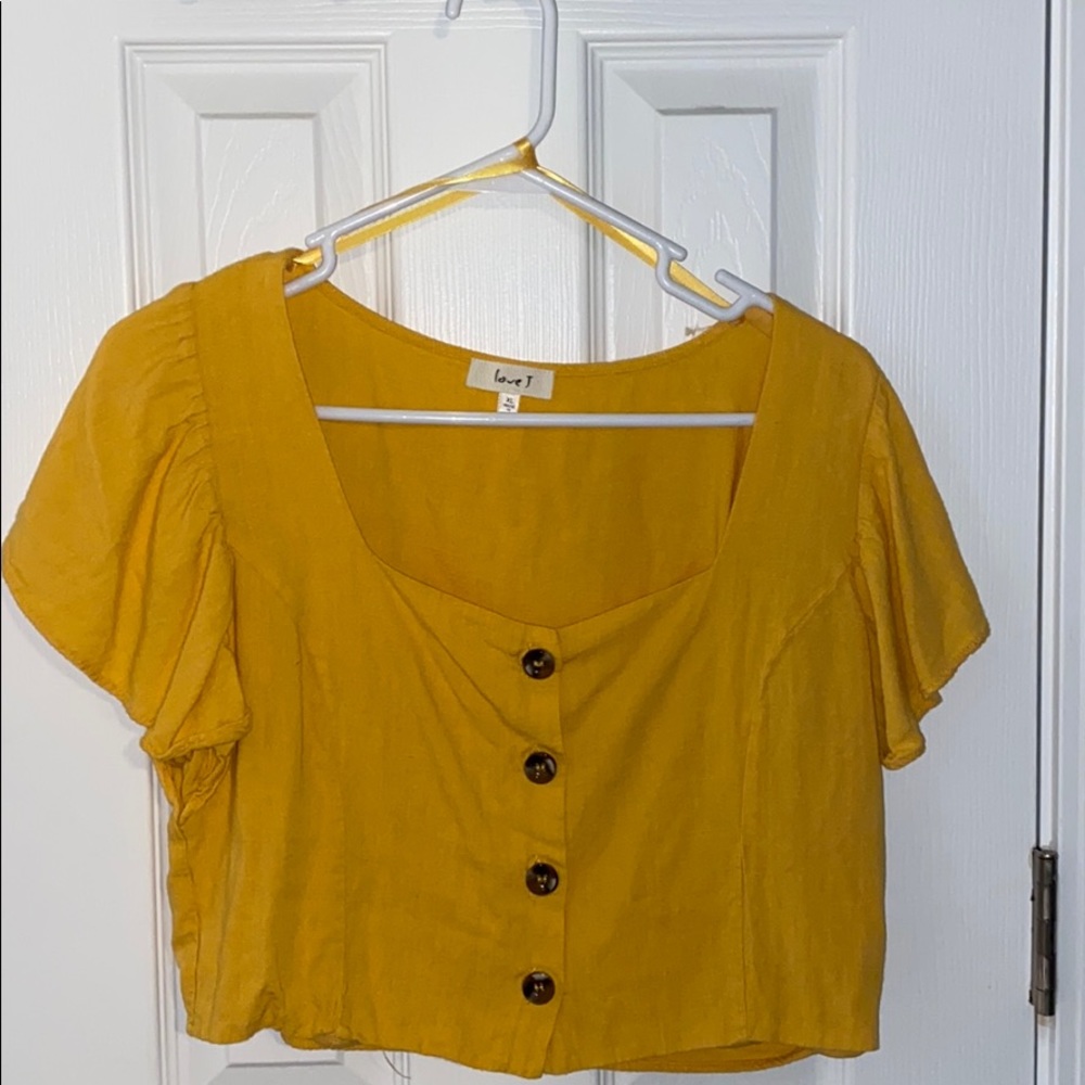 yellow cropped blouse